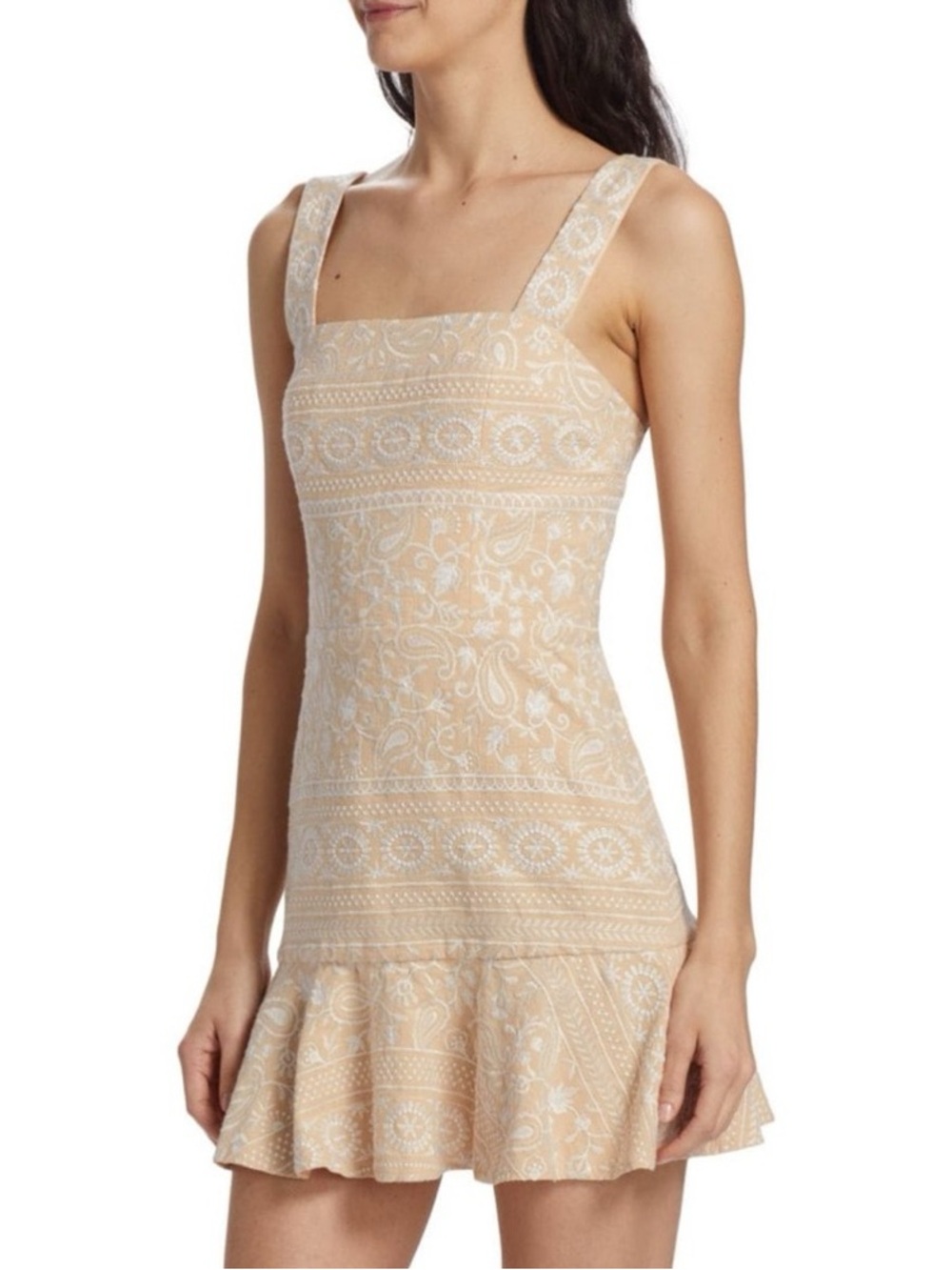 ALICE + OLIVIA - Kaidra Square-Neck drop waist Ruffle hem dress